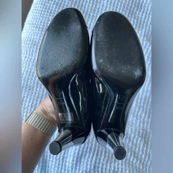 Chanel Patent Leather CC Heel Pumps 2010 Black Sz 36.5 Authentic Designer Heels - Picture 10 of 11